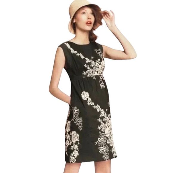 J. Crew Mirabel Embroidered Lined Sleeveless Dress sz 6 in Faded Black Sand - Picture 1 of 10